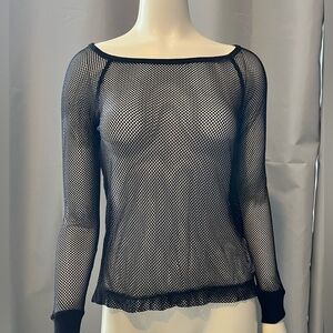 Bebe Black Fishnet Long Sleeve Top